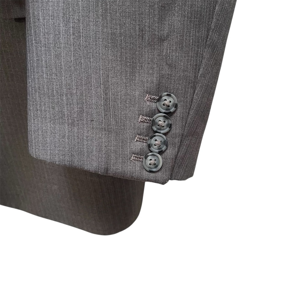 PERRY ELLIS Classic Fit Charcoal Gray Blue Pinstripe Suit 42 Regular 36x30 - Picture 9 of 13